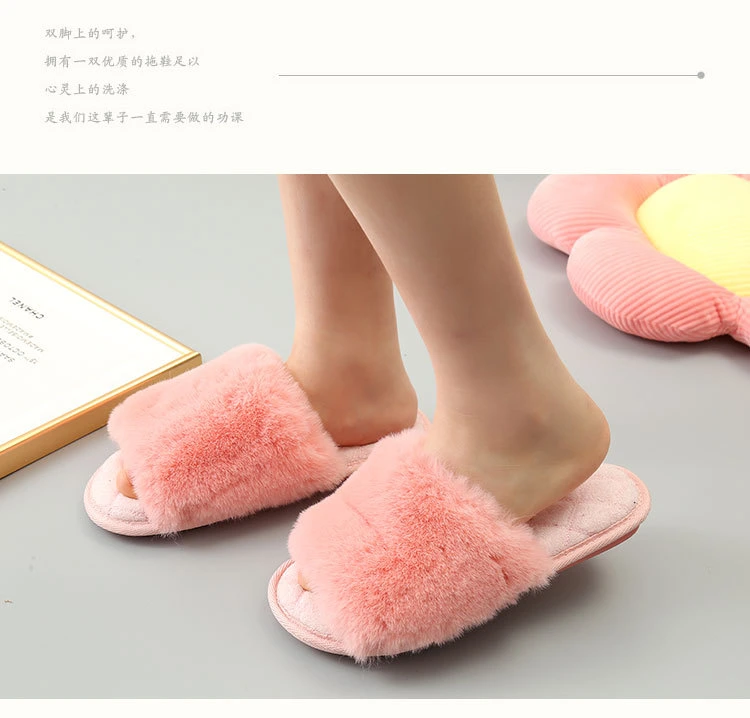 Happy Slides Womens Slip on Fuzzy Slippers Memory Foam House Winter Outdoor Indoor Warm Plush Bedroom Shoes