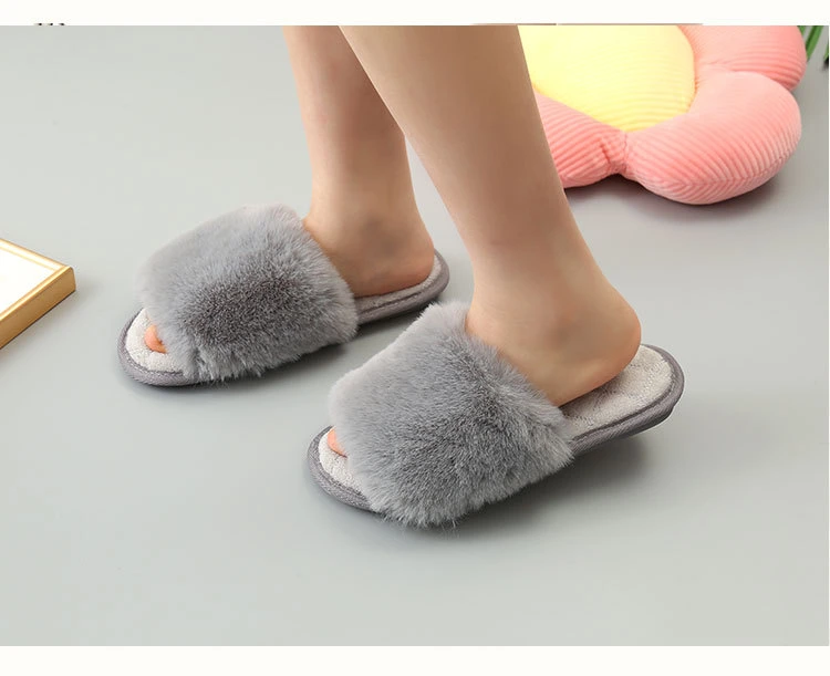 Happy Slides Womens Slip on Fuzzy Slippers Memory Foam House Winter Outdoor Indoor Warm Plush Bedroom Shoes