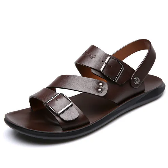 Large Size 48 Casual Summer Footwear Outdoor Beach Flat PU Leather Sandals for Men