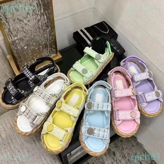 Straw Sandal Womens Braided Rope Sandals Designer Luxury Top Quality Flat Platform