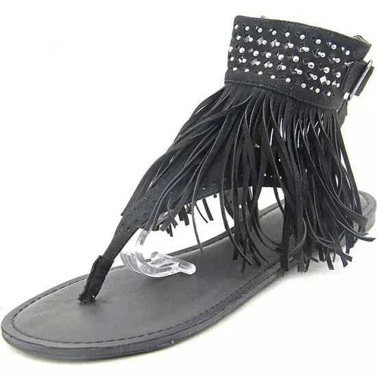 Womens Flat Sandals Suede Tassels Thong Sandals Flip Flops Fringe Sandal Ankle Buckle Design Summer Beach Sandals Elastic Casual Sandals Esg13837 