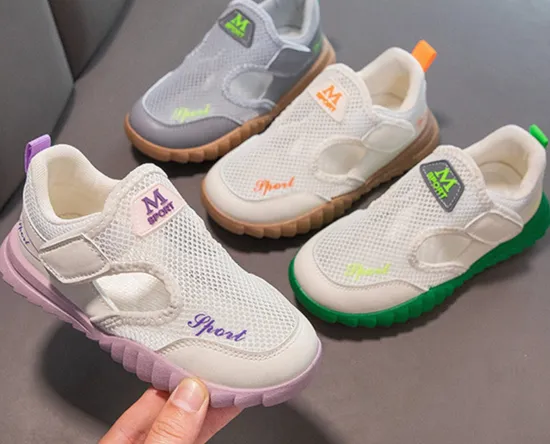 Children′s Breathable Single Net Sports Net Shoes for Spring, Summer, and Autumn, New Soft Soled Beach Shoes for Boys and Girls 